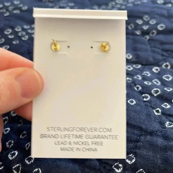 Sterling Forever Gold Plated Pearl Heart Hoop Earrings - Picture 3 of 6